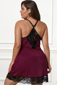 Negligé Plus Size blickdicht bordeaux rot