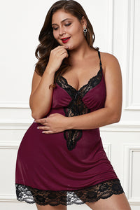 Negligé Plus Size blickdicht bordeaux rot