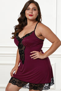 Negligé Plus Size blickdicht bordeaux rot