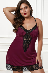 Negligé Plus Size blickdicht bordeaux rot