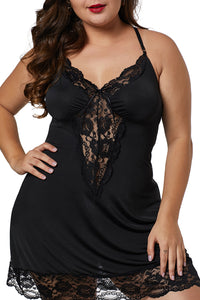 Organza Lingerie Negligé Set schwarz - Plussize - Zoom