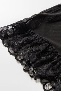 Negligé Leandra mit Spitze in schwarz LC31517 Detailansicht Saum - Organza Lingerie 