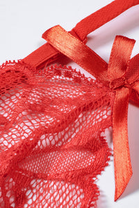 Negligé Leandra mit Spitze in rot LC31517 Detailansicht Träger 2 - Organza Lingerie