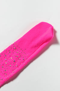 Power Bodystocking mit Fischnetz in neonpink von Organza Lingerie. Detailansicht Strumpfteil.