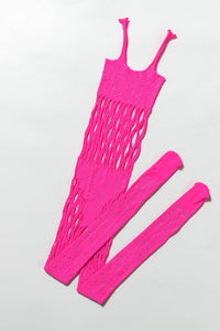 Power Bodystocking mit Fischnetz in neonpink von Organza Lingerie. Nur Bodystocking.