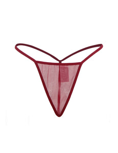 Leandra bordeaux Negligé Set von Organza Lingerie - Packshot nur String.