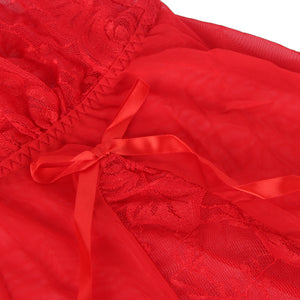 Negligé Set von Organza Lingerie in rot. Front Detail