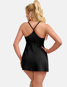 Nachthemd mit Racerback aus Viscose weich und bequem in schwarz von Organza Lingerie mit herausnehmbaren Polstern-2