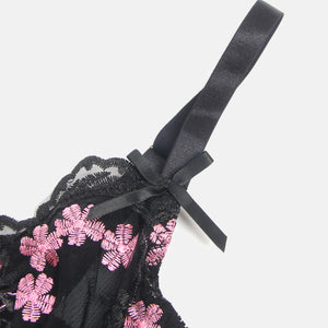 Vivien Negligé Set von Organza Lingerie, süßes Nachthemd Babydoll mit Bügel, Spitze, Rüschenhemd-4