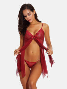 Sexy Negligé in rot mit weichem Mesh