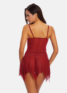 Sexy Negligé in rot mit weichem Mesh