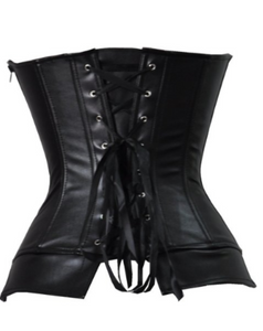 Korsage Aldornia Lederoptik schwarz Rückansicht - Organza Lingerie