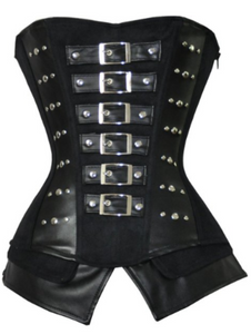 Korsage Aldornia Lederoptik schwarz Vorderansicht - Organza Lingerie