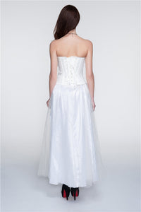 Korsage "White Wedding" mit Strass und Reißverschluss - organza-lingerie