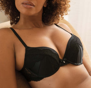 Sally Push-up BH schwarz Frontanischt - Organza Lingerie