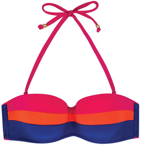 Beachparty Bandeau Bikinitop mit Cups und abnehmbaren Trägern Colourblocking Detailbild - Organza Lingerie 