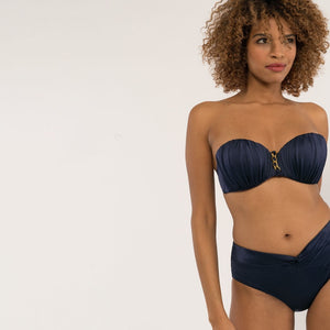 Ozeano Bandeau Bikintop bis E-Cups Dunkelblau mit abnehmbaren Trägern Vorderseite - Organza Lingerie
