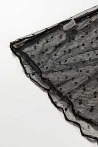 Negligé Marleen in schwarz mit Spitze und Mesh LC31292 Detailansicht Mesh unten - Organza Lingerie 