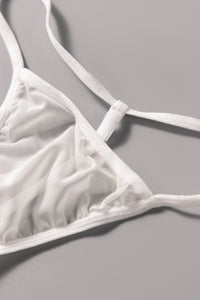 Negligé Set mit Neckholder Alana in weiß mit Accessoires  G-String - Organza Lingerie 