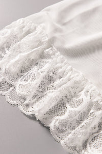 Negligé Set mit Neckholder Alana in weiß mit Accessoires Detailansicht Saum - Organza Lingerie