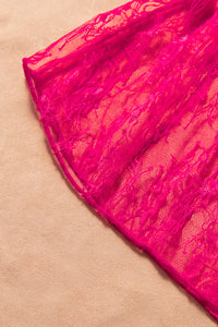 Negligé Set mit Neckholder Alana in pink mit Accessoires LC31296 Detailansicht Spitzendetail - Organza Lingerie 