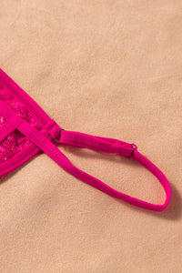 Negligé Set mit Neckholder Alana in pink mit Accessoires LC31296 G-String Detailansicht - Organza Lingerie 