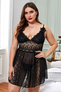 LC313192 Neglige schwarz spitze plus size frontal mit Armpose abgestützter Arm