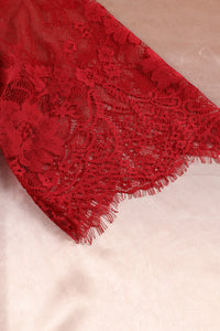 Roter Kimono Louisa mit Spitzenärmeln