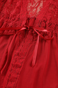 Roter Kimono Louisa mit Spitzenärmeln