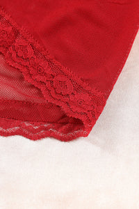 Roter Kimono Louisa mit Spitzenärmeln