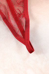 Roter Kimono Louisa mit Spitzenärmeln