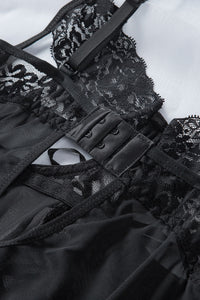 Negligé Maila mit cutouts in schwarz LC31490 Detailansicht Verschluss - Organza Lingerie 