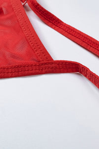 Negligé Leandra mit Spitze in rot LC31517 Detailansicht String 2 - Organza Lingerie