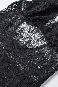 Spitzenhemdchen Rachel in schwarz LC31521 Detailansicht vorne Spitze - Organza Lingerie 