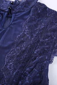 Kurzarmbody Pia LC32325-5 edel in royalblau mit aufwendiger Spitze von Organza Lingerie. Diesen und andere Bodys, Bodys mit Langarm, Bodys mit Kurzarm, transparente Bodys und Bodys mit Glitzer oder Print findest du bei Organza Lingerie. Hier siehst Du eine