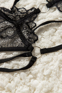 Strappy Body Elin in schwarz LC34195 Detailansicht String vorne - Organza Lingerie 