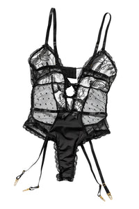 Transparenter Spitzenbody mit Claire in schwarz LC34357-2