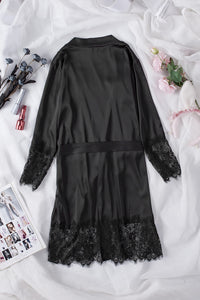 Kimono Harper in schwarz LC453071 Rückenansicht - Organza Lingerie