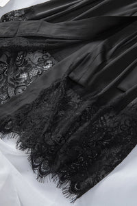 Kimono Harper in schwarz LC453071 Detailansicht Spitze am Saum2 - Organza Lingerie 