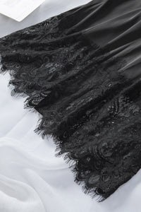 Kimono Harper in schwarz LC453071 Detailansicht Spitze am Saum - Organza Lingerie 