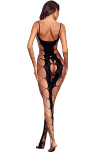 Bodystocking Stella in schwarz LC790063 Rückansicht - Organza Lingerie