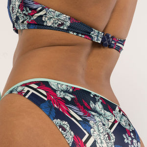 Bikinihöschen Acapulco zum Binden blau mit Blumen Detailbild - Organza Lingerie