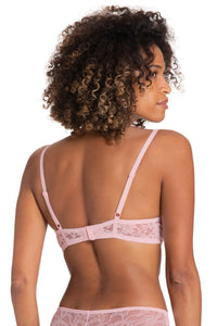 Tief geschnittener Push-up BH in rosa - Rückenansicht