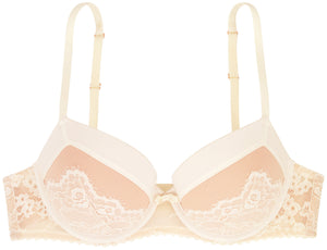 Push-up BH Champagne in ivory und rosénude - organza-lingerie