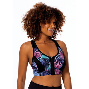 Sport BH Zippy Palmenprint Vollansicht - Organza Lingerie