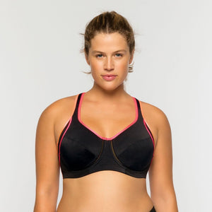 Sport BH Fitty mit Bügel, schwarz pink Vollansicht - Organza Lingerie