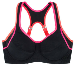 Sport BH Fitty mit Bügel, schwarz pink Detailansicht - Organza Lingerie