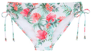 Hula Bikinislip in weiss mit tropischem Print Detailbild - Organza Lingerie