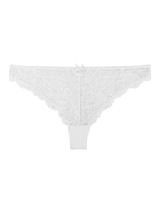 Spitzenstring Lace Slip weiss Detailansicht - Organza Lingerie