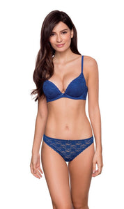 Spitzenstring Maggi Slip blau Vollansicht - Organza Llingerie